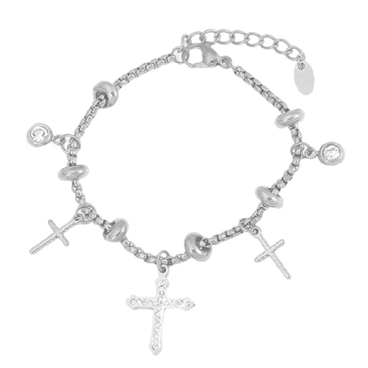 Sun Moon Cubic Zirconia Bracelet Ocean Theme Titanium Steel Jewelry Adjustable 20cm Length Fashion Wrist Accessory