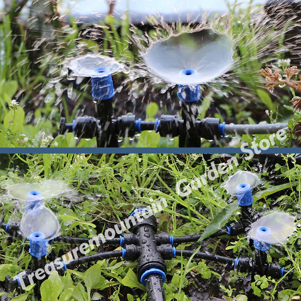 1/2" 360° Bubbler Irrigation Watering System Adjustable Sprinkler OD-15mm PE Hose Quick Connector for Garden Dripper Sprayer Kit