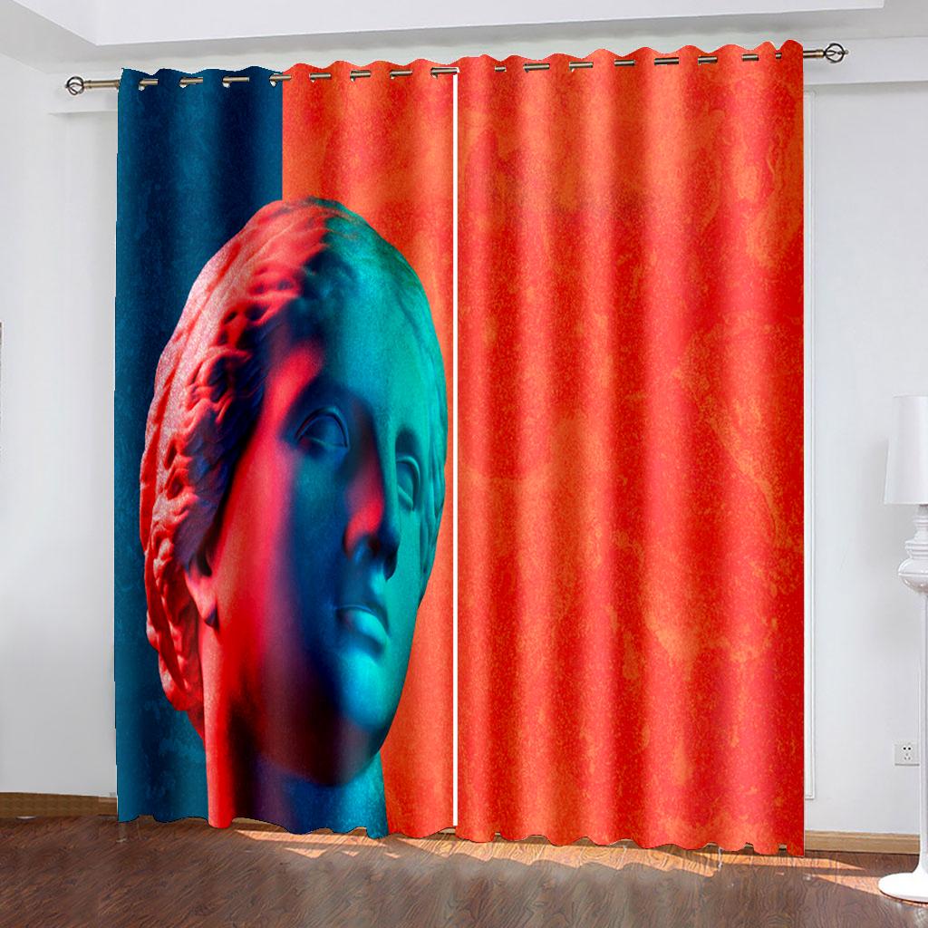 

Плотные 2 шт., 90% затенение человеческого лица, поп-арт, затемняющая голова, оконная занавеска для спальни, гостиной, ванной комнаты, двери W50 X H130(CM)X2&Grommet Top