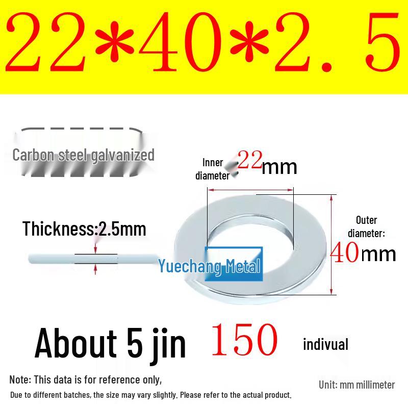 Galvanized Iron Flat and Square Washer Set - Thick, Enlarged, Extra Large, and Special Shapes