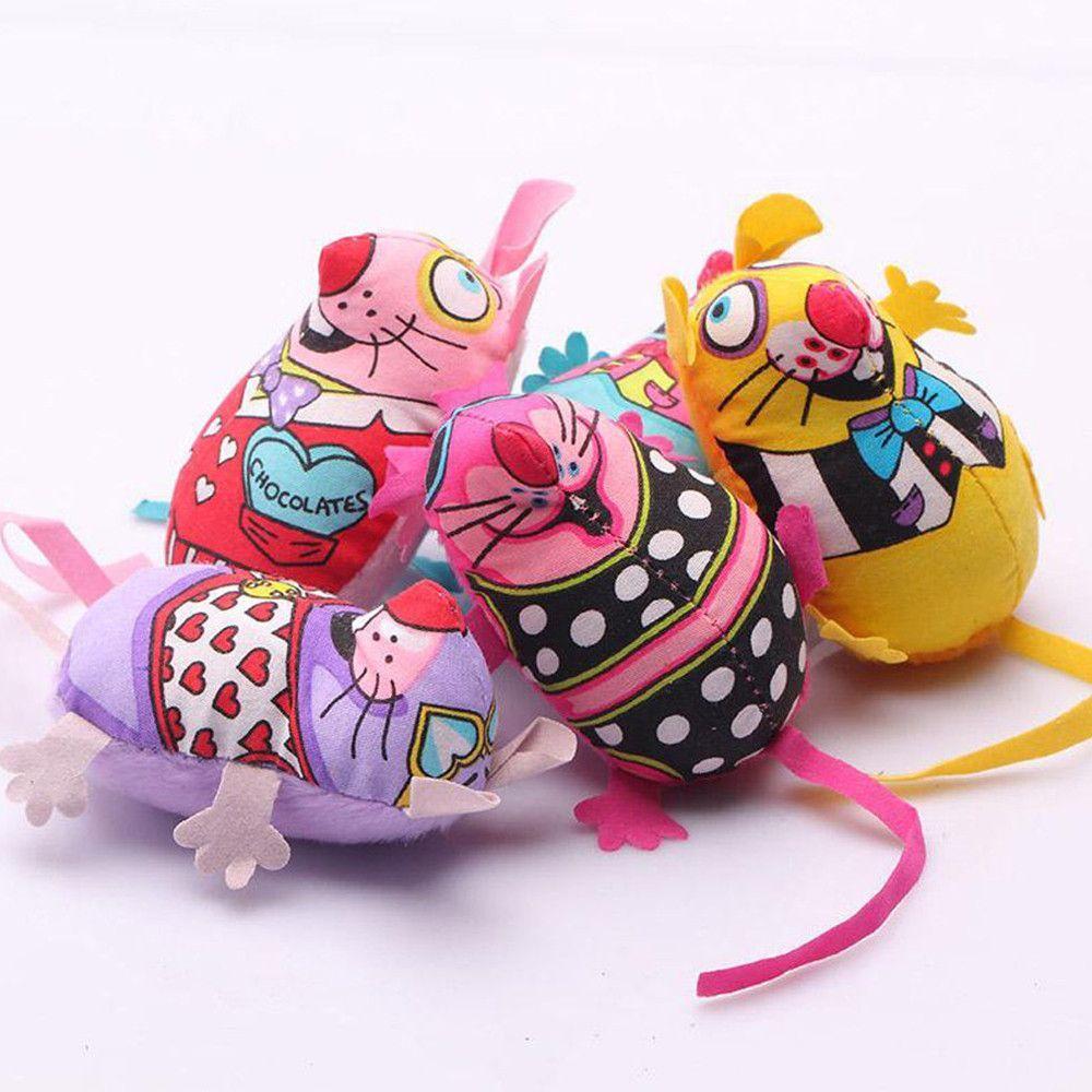 Color Sound Squeaker Canvas Stuffed Toys Colorful Cat Mouse Toys Catnip Chew Biting Toys Pet Toys