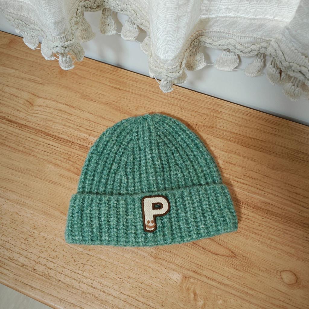 Korean Style Ins Style P Letter Hat Trendy and Fashionable Sweet and Cool Style Woolen Hat Solid Color Thickened Wool Blended Knitted Hat
