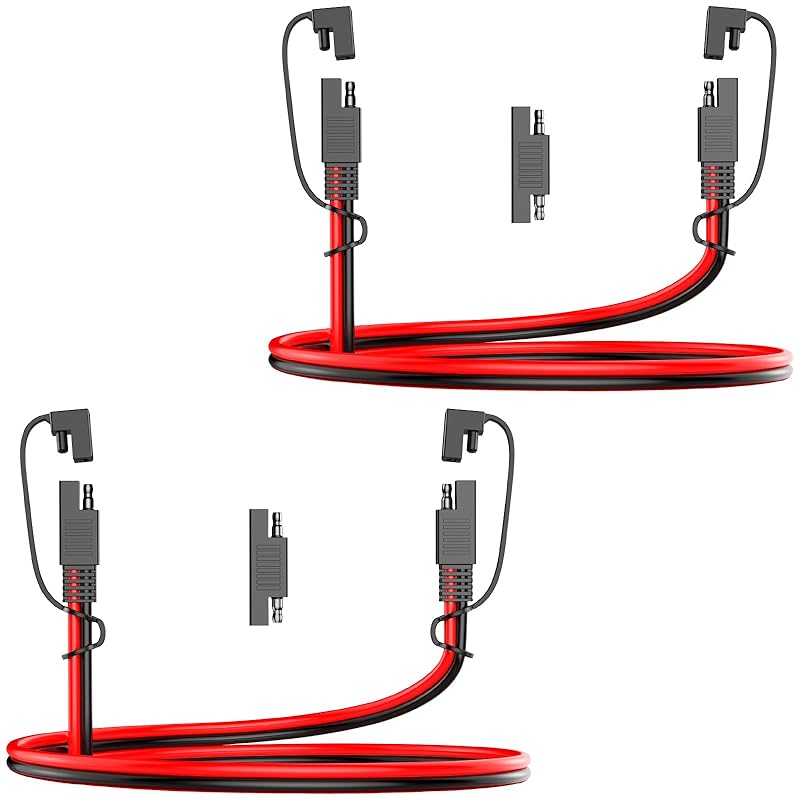 12AWG SAE Extension Cable, 10FT SAE Connector Extension Cable Quick Disconnect Wire Harness With Polarity Reverse Adapter For Solar Panel, Battery,
