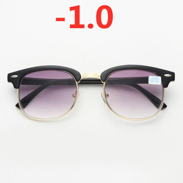 

-0 .5 -1 -1 .5 -2 -2 .5 -3 -3 .5 -4 -4 .5 -6 Половина оправы Готовые солнцезащитные очки для близорукости Мужчины Женщины Ретро Очки для близорукости Светло-серые линзы