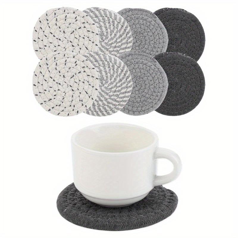 8Pcs Drink Coasters with Holder Absorbent Coasters for Drinks Woven Coaster Set Home Decoration