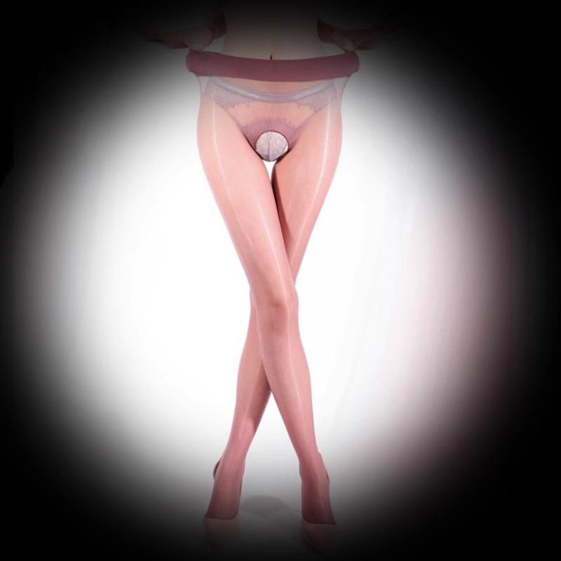 3D Sehr Dünne Damen Öl Glänzend Seidenstrümpfe Niedrige Taille Anti-Haken Unterwäsche Fußförmig Sexy Atmungsaktive Strumpfhosen Damen Clubwear One Size