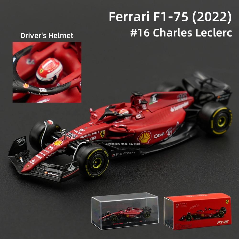 בבוראגו 1:43 פרארי 2022 F1-75 #16 מכונית פורמולה 1 רכב Die Cast דגם אספנות צעצועי מרוץ קופסת אקריל