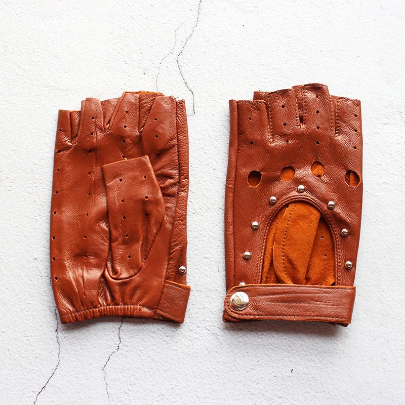 

Жіночі тонкі одношарові шкіряні рукавички без пальців, порожнисті дихаючі, весняно-літні, для їзди на відкритому повітрі, водіння, рукавички водія 7 1/2