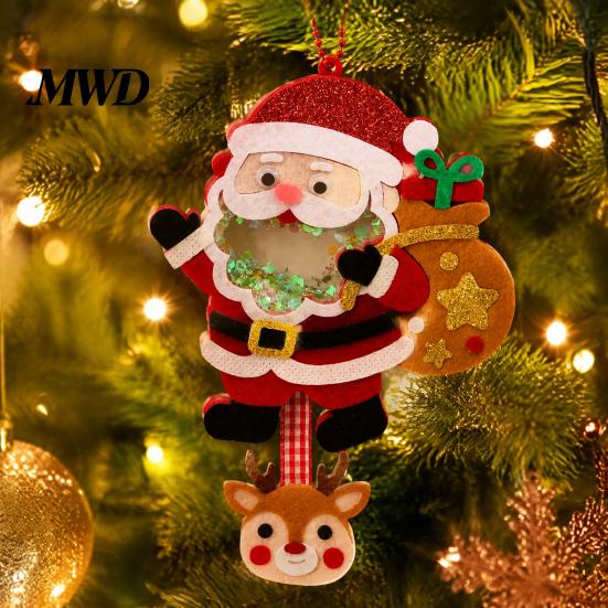 Safe Odorless Crafting Kits for Toddlers Christmas Shaker Ornament DIY Kit Kids, Santa Snowman Reindeer Felt Personalized Eve Gifts Craft Set, Glitter