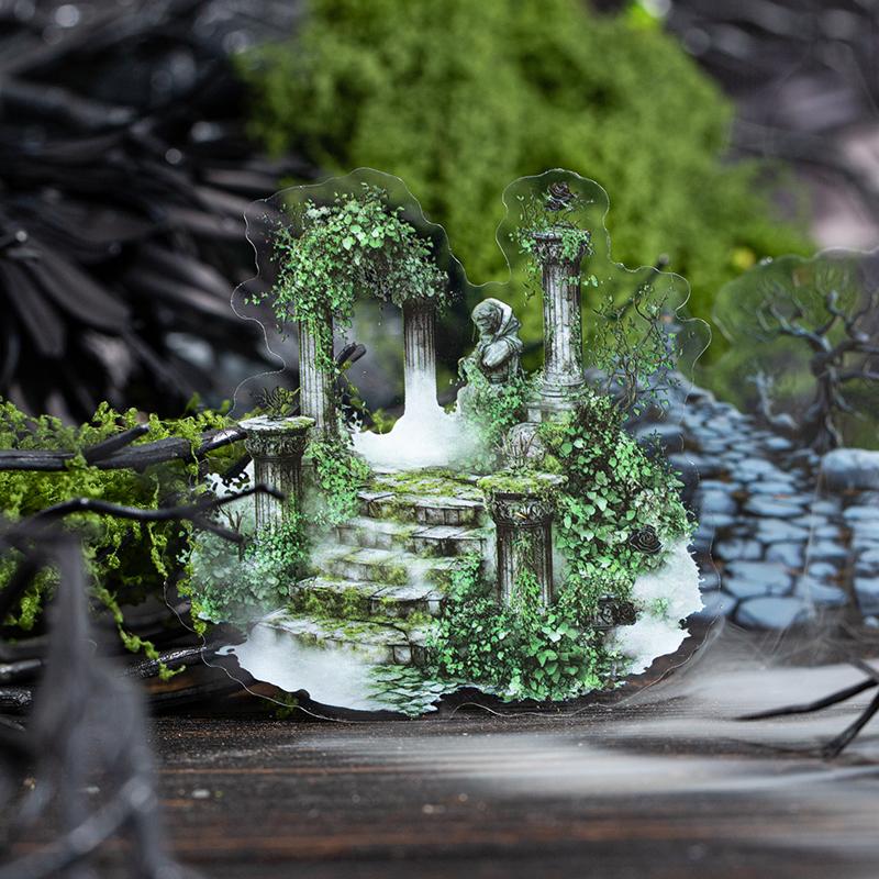 10 Sheets/Bag Gothic Abandoned City Scenery Stickers for Scrapbooking Planner Notebook DIY Phone Case Decoration Office Gift