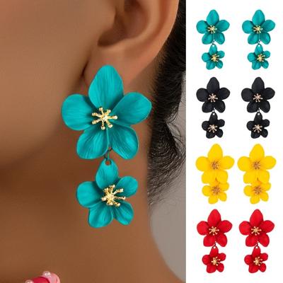 1 para wiszących kolczyków 3D w kształcie kwiatu płatek w stylu boho ze stopu stali nierdzewnej jednolity kolor gładki antyalergiczny ozdoba do uszu biżuteria impreza bal wiszący