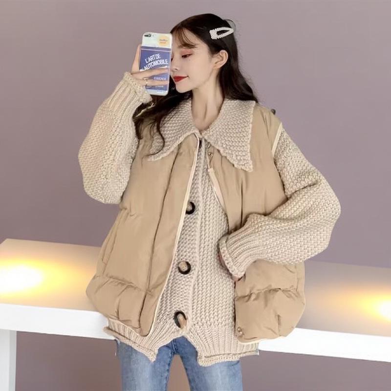 Women's European Style Sleeveless Down Cotton Padded Jacket - Versatile Autumn/Winter Fashion Vest