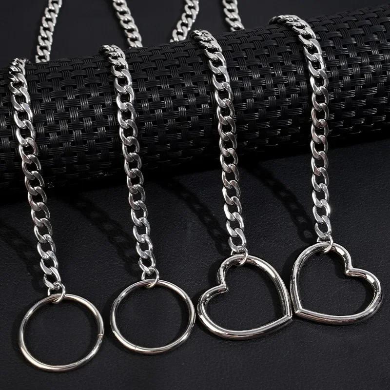 Stainless Steel Heart Necklace Summer Women Girls Retro Punk Silver Color Necklace Elegant Versatile Necklace Fashion Accessory