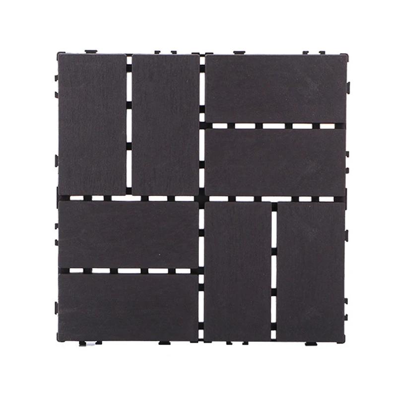 30X30Cm Hardwood Decking Tiles Interlocking Composite Wood Floor Covering for Outdoor Garden Terrace Easy Installation