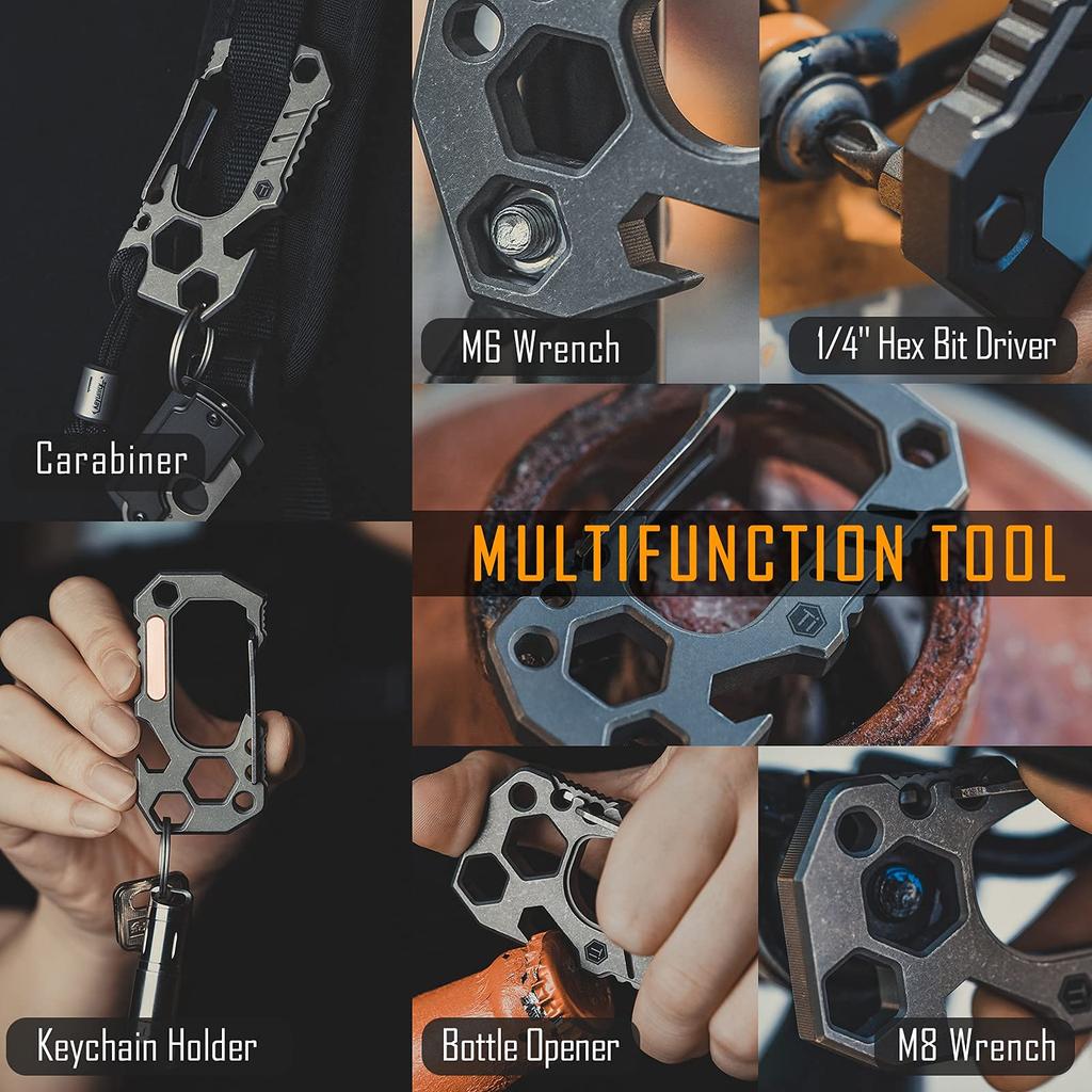 KeyUnity KU01 EDC Carabiner Manual EDC Titanium Tactical Brass Gift Multi-Tool, Titanium, Men's, Keychain, Screwdriver, 4-in-1 Tool, Tool,