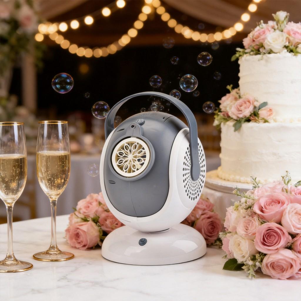 Automatic Bubble Machine With Lights And Rotating Handheld Case For Weddings And Parties