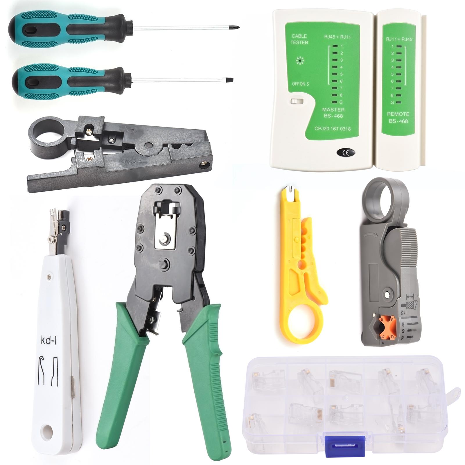 

Инструмент для обжима RJ45, тестер кабеля, многофункциональный сетевой кабельный набор, инструменты для домашнего ремонта, обжим RJ11 разноцветный