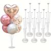 27.5-inch 7-Head Plastic Tabletop Balloon Stand, Suitable for Parties, Tabletop or Floor Use, 1 Set Balloon Stand