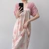 Short-sleeved cotton silk nightgown women's summer square collar improved Hanfu national style cotton silk skirt loungewear can be worn outside 