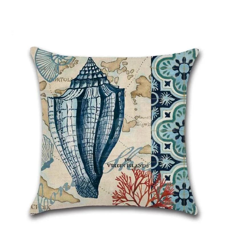 Sea Turtle Nautical Mermaid Pattern   Throw Pillow Cushion Cover Car Home Decoration Sofa Decorative Pillowcase