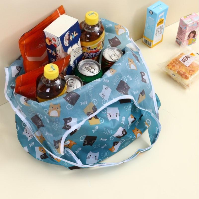 Large Cartoon Foldable Portable Shopping Bag, Large Capacity Tote Bag