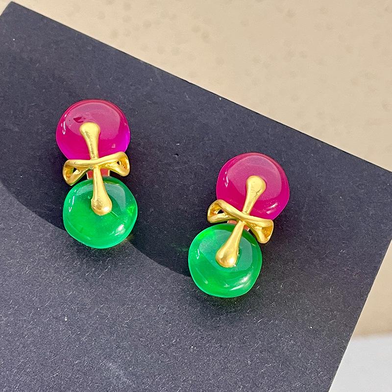 Classic Middle Women Girls Enamel Flower Earrings Ear Clip Vintage Elegant Lady High-end Party Banquet Accessories Jewelry