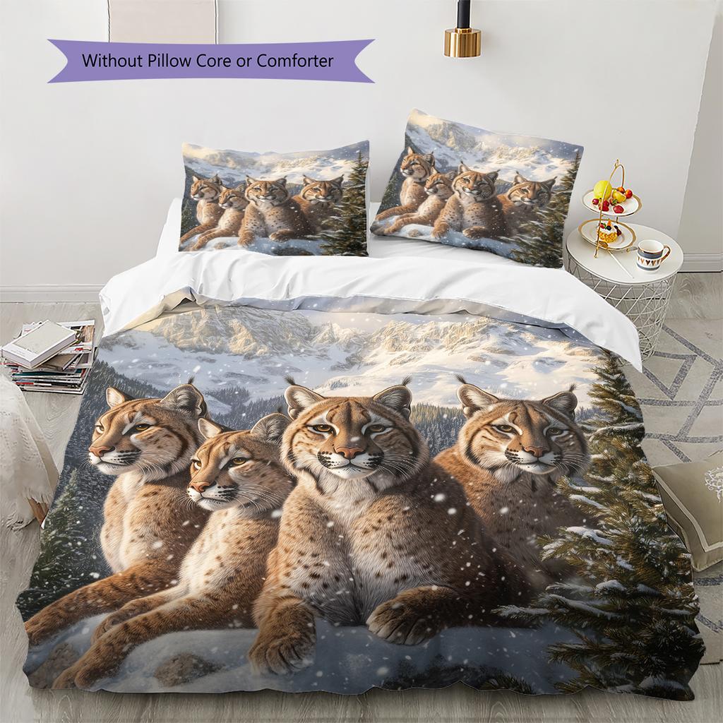 Cougar Pattern Bedding Home Decoration Birthday Gift (1 * duvet cover + 2 * pillowcase, without core)