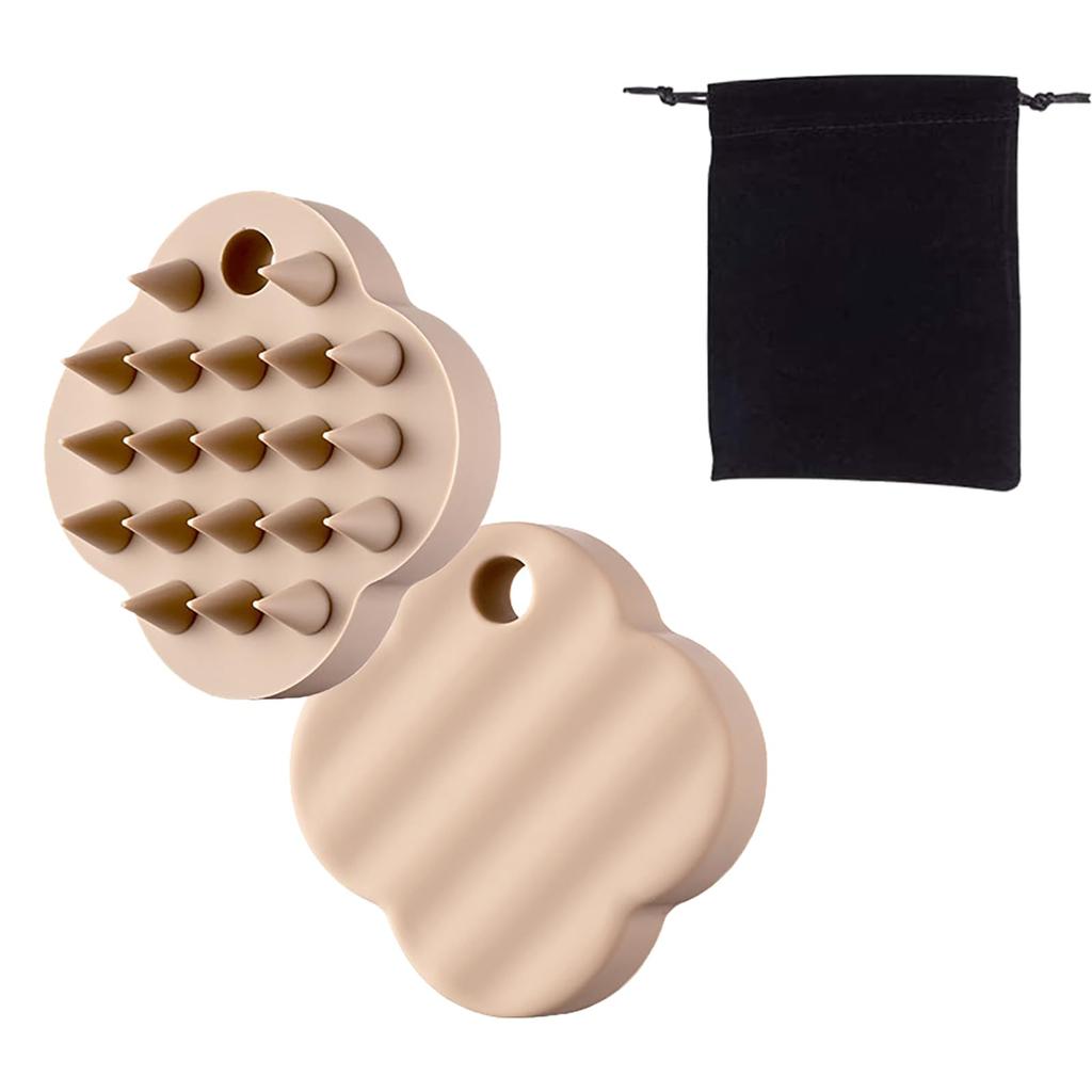 Scalp Massage Shampoo Brush, Scalp Brush, Promotes Blood Circulation, Ergonomic Design, Storage Bag Included (Off-White)