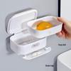 Wall-Mounted Drainable Soap Dish with Lid - No-Punching Bathroom Storage Rack for Home or Travel