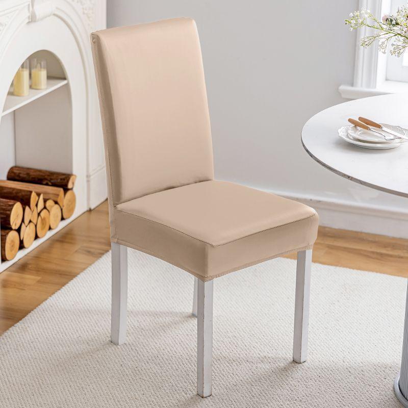 Waterproof PU Leather Dining Chair Covers Stretchable Oil Resistant Slipcover for Kitchen Chairs Durable Easy Clean Protector