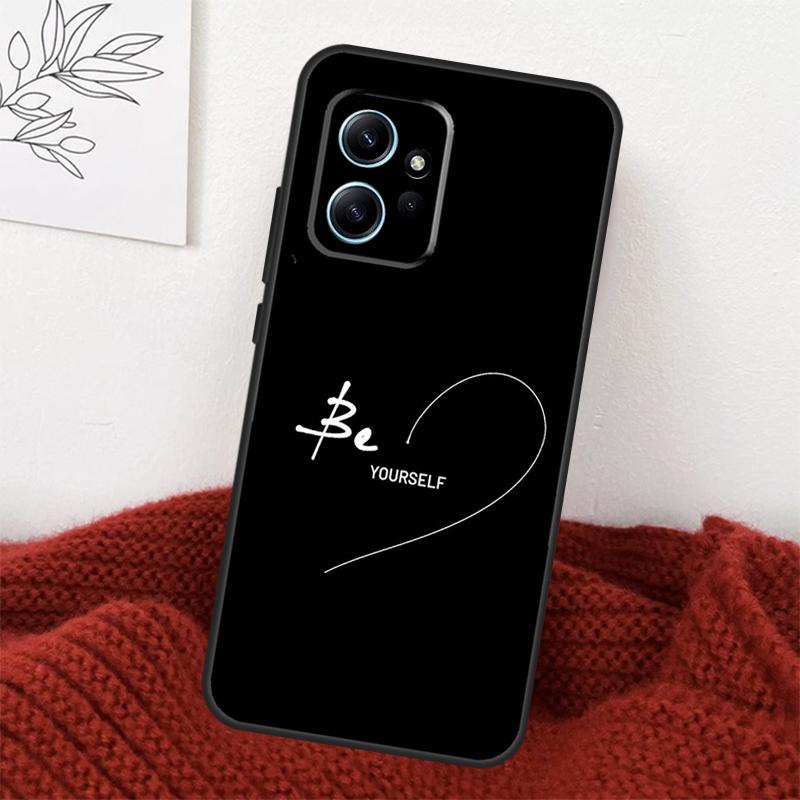 Simple Minamilst Black Quote Case For Xiaomi Redmi Note 14 13 12 11 10 15 Pro Plus Cover For Redmi 15 15C 10C 12C 13C 14C