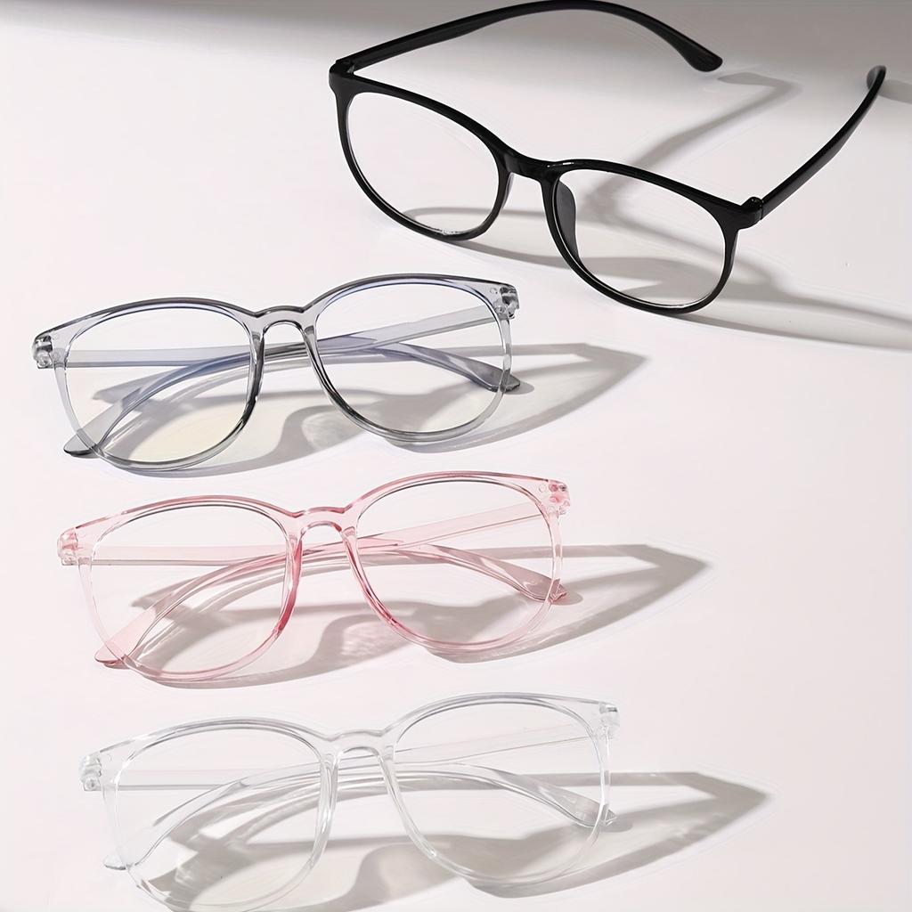 4-Pack Minimalist Oval Frame Clear Lens Glasses for Women Fashionable Full Rim Plastic Eyewear Lightweight