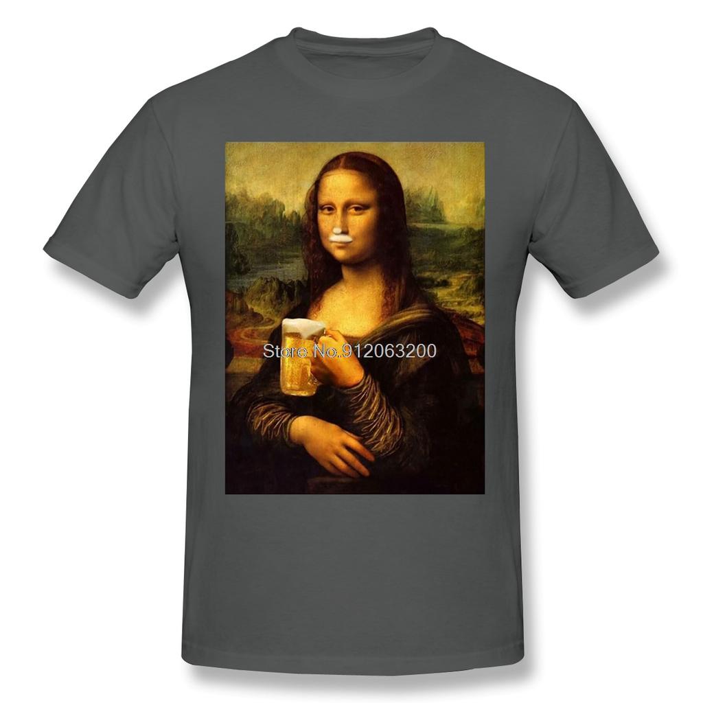Rengoku Joke Beer Fashion Tshirt Design Spoof Mona Lisa Funny Design Humor Fantasty Cotton T Shirt Unisex Tshirt Streetwear