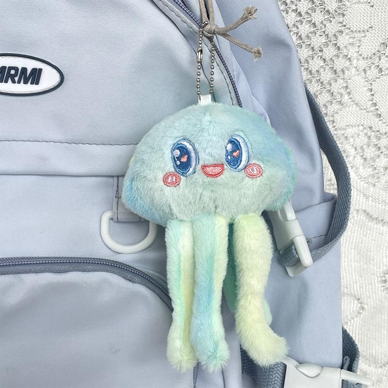 

New Cute Gradient Jellyfish Doll Wedding Throw Elementary School Student Gift Bag Keychain Plush Pendant length about 13cm