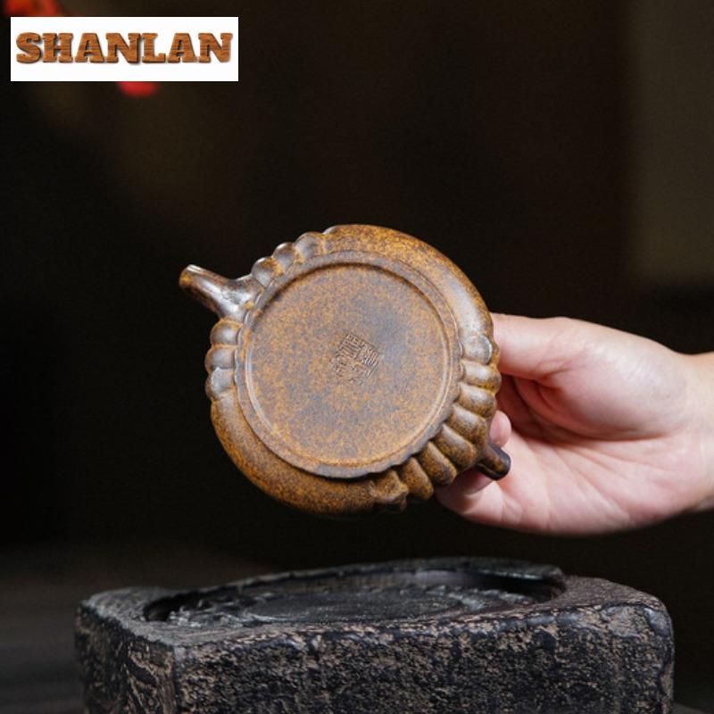 180ml Yixing Purple Clay Teapots Handmade Bamboo Scoop Pot Raw Ore Dragon Kiln Wood Burning Mud Kettle With Infuser Zisha Teaset