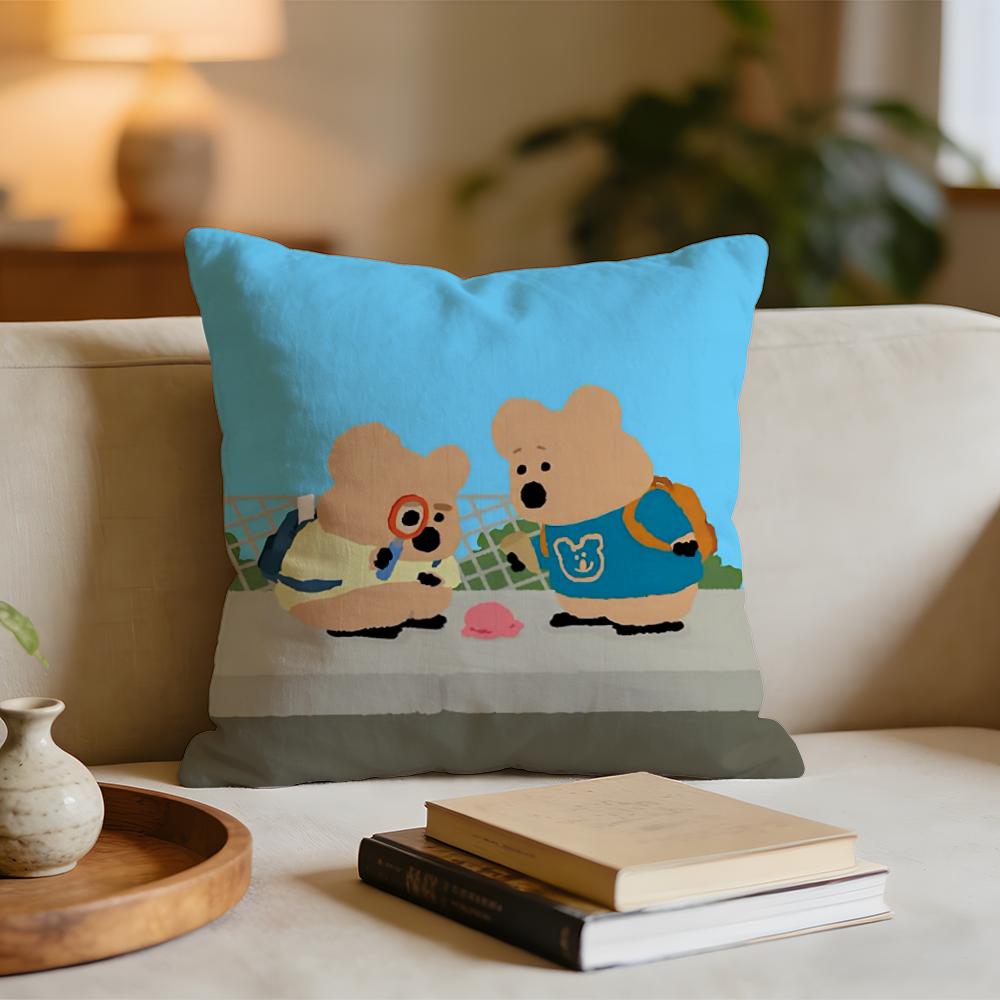 Cartoon DDinotaengs Cute Cushion Cover Short plush pillowcase for bed sofa carwashable