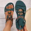 Fashion Flower Beaded Bohemian Sandals for Women Summer 2025 Roman Style Comfortable Flat Sandals Woman Lightweight Non Slip Beach Shoes