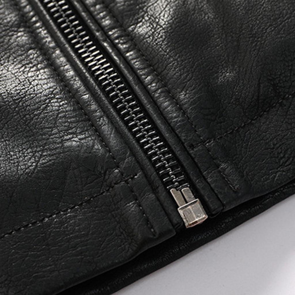 Men's Motorcycle Leather Racing Suit Colorblock Embroidery Motorcycle PU Jacket Windproof Cotton Jacket