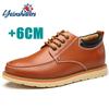 Fashion Hidden Heel 6cm Man Shoes Leather Genuine Elevator Shoes for Men Full Grain Cow Leather Lace Up Casual Formal Dress Brown Shoes