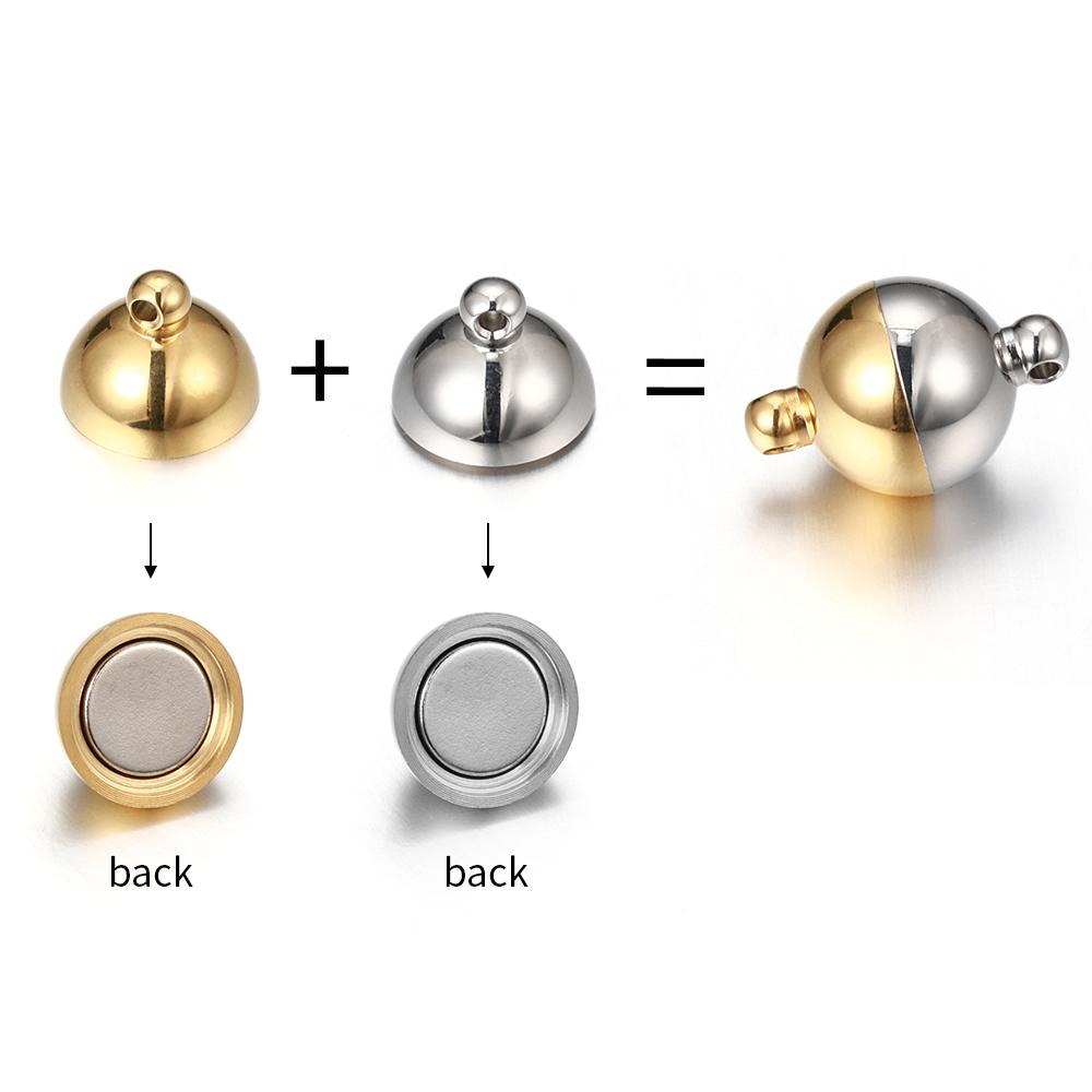 5sets Magnetic Stainless Steel Ball Shape Clasp Connector for Bracelet Necklace Jewelry Making DIY Gold Color End Converter