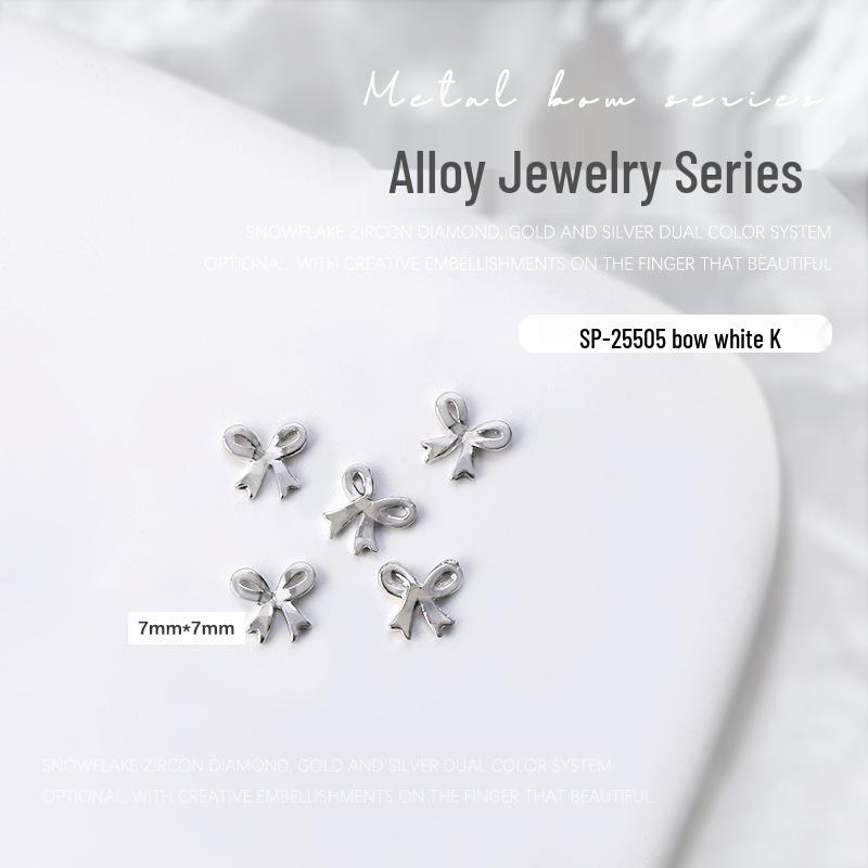

10-Piece 3D Metal Bow & Ribbon Nail Art Decorations