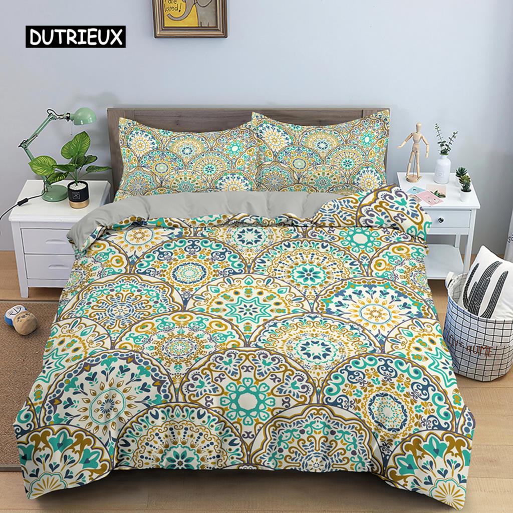 Bohemian Style Duvet Cover Geometric Mandala Ethnic Style Bedding Set Double Queen King Size with Pillowcase Bedroom Decoration