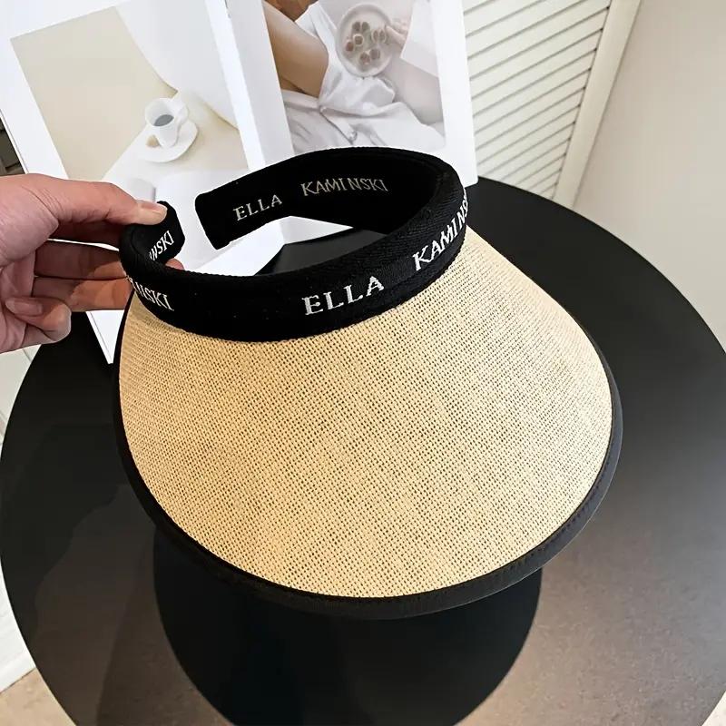 Women'S Outdoor Sun Hat Summer Straw Woven Empty Top Hat For Sun Protection Caps Simple Face Covering Female Riding Beach Sunsha