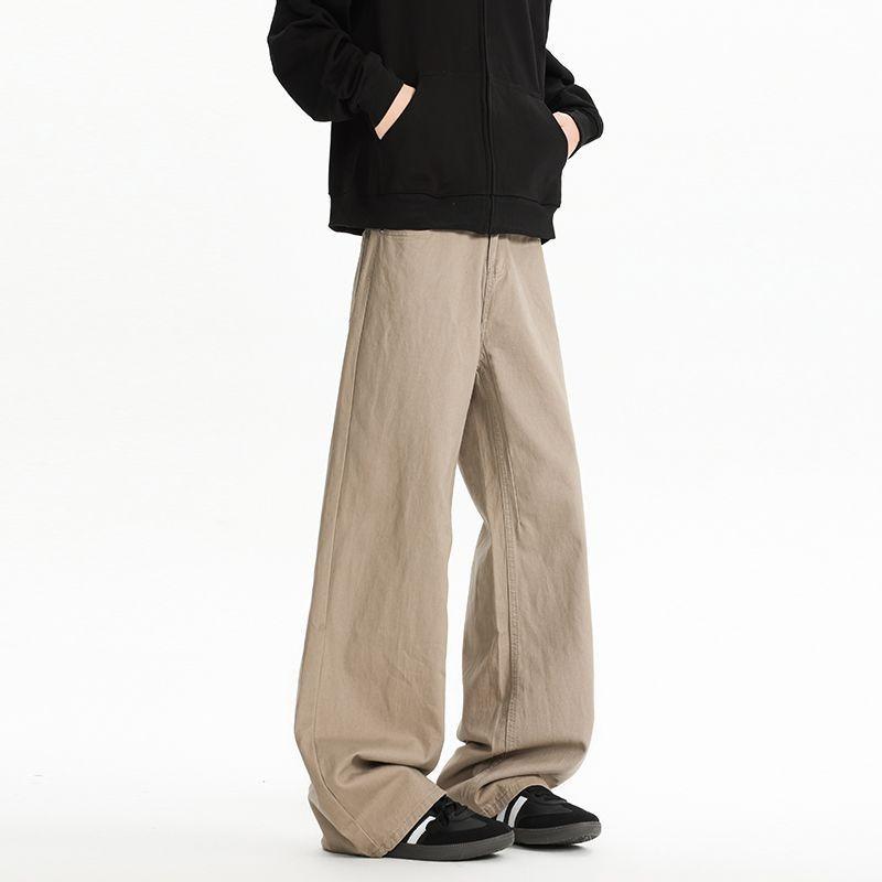 Season's new jeans men's pants spring loose wide legs drooping feeling mopping casual pants men