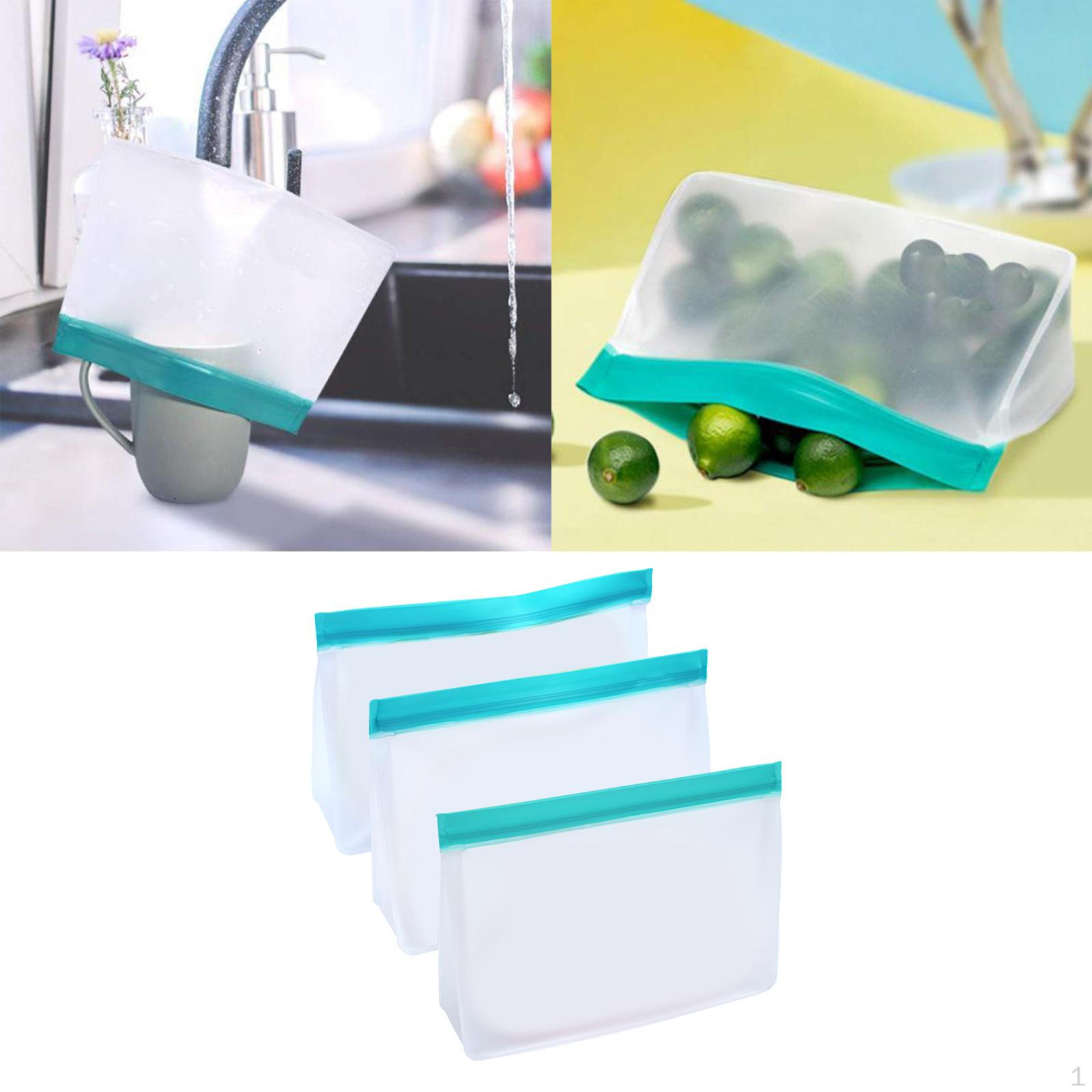 3 шт. Многоразовые - Пакеты для хранения для маринования мяса, фруктов, круп, сэндвичей, закусок, вещей в дорогу, M