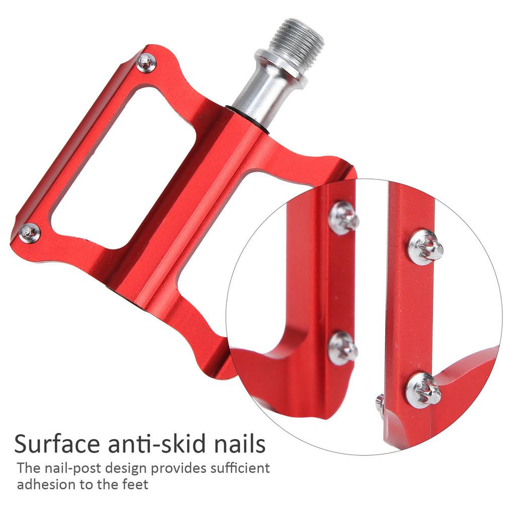 Road Bike   Flat Pedal Aluminum Alloy Non-Slip   Pedal Bike Accessory(Red )