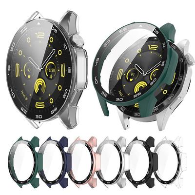 PC+Tempered Glass Protective Case For Huawei Watch GT4 46mm Full Screen Protector Shell Bumper Cover