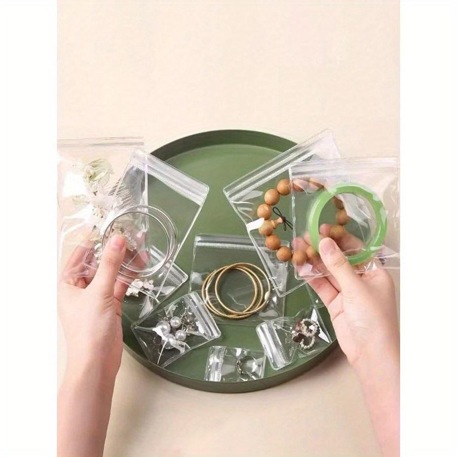 10pcs Small Plastic Bags, Mini Bags, Transparent Plastic Jewelry Zipper Bags, Reusable Plastic Bags for Modern Transparent Portable Home Jewelry Bags