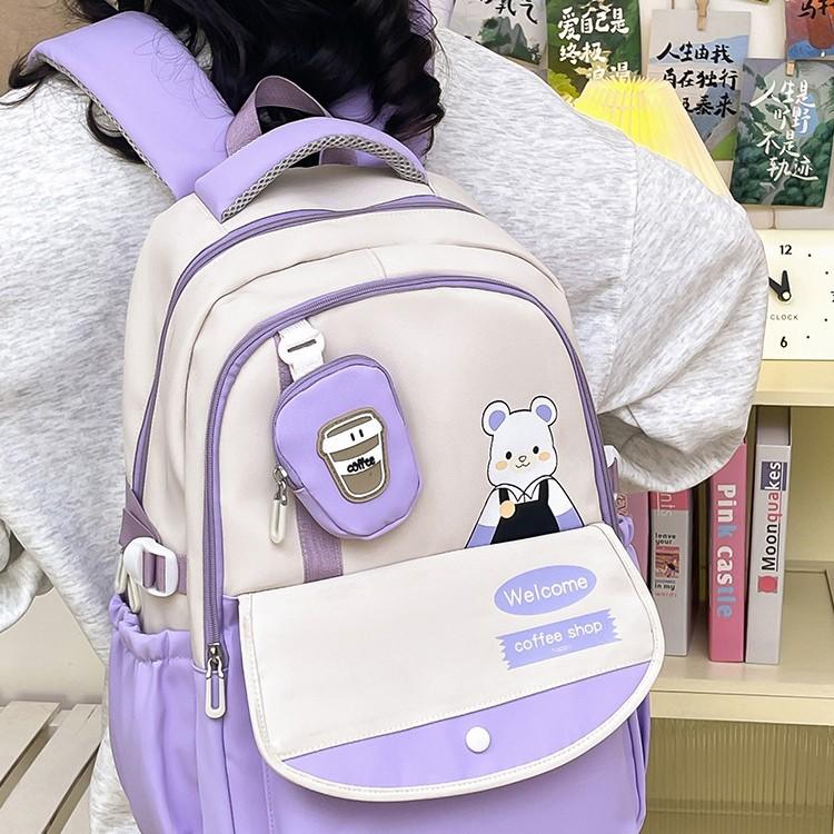 Schoolbag Korean version ins New middle school student backpack commuter bag cartoon high value fashion casual cute student bag