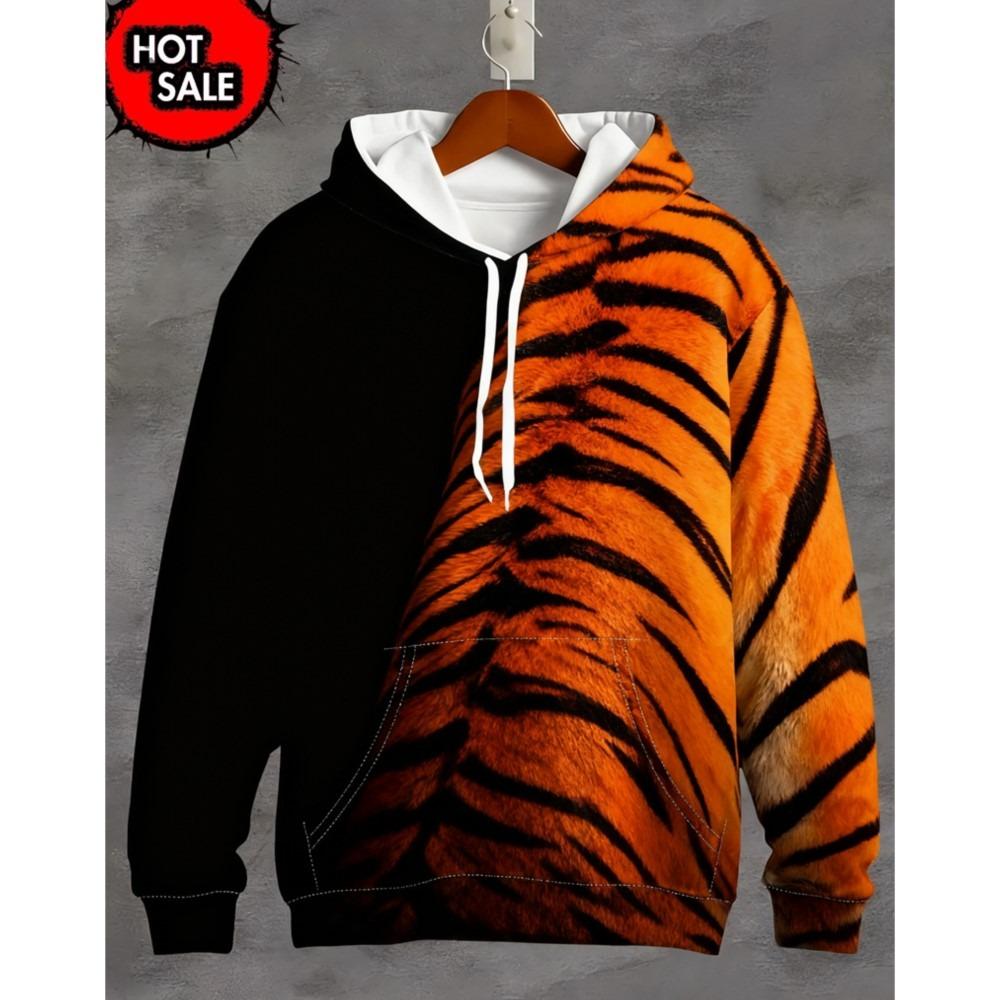 Modische Tier-Kapuzenpullover Für Mann Tiger 3D-Druck Herbst Sweatshirt Hoodie Street Casual Sweatshirt Y2K Übergroß Unisex Kleidung